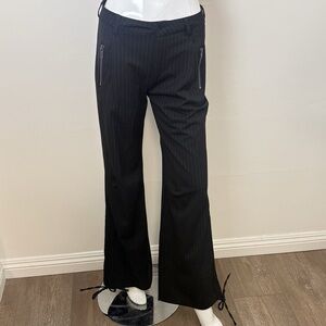 Dolls Kill Black Pinstripe Flared Trousers